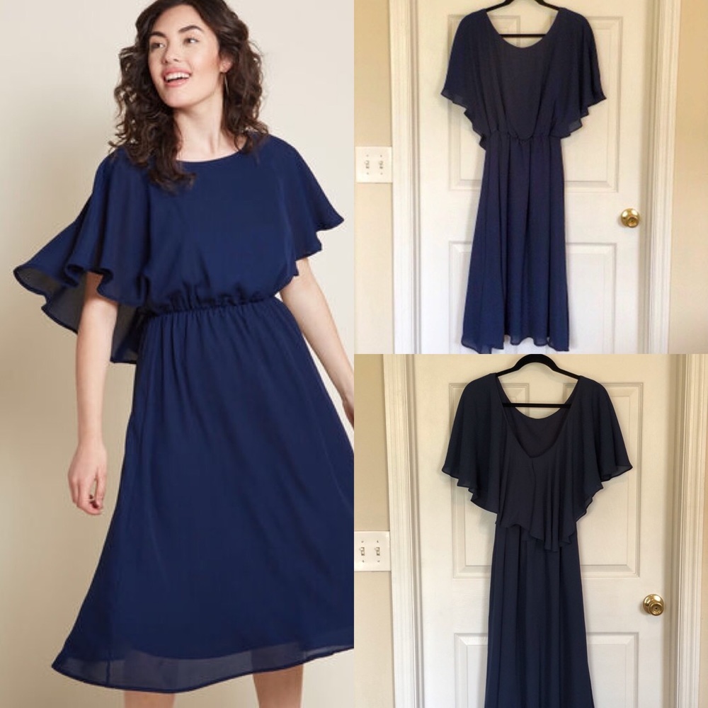 Navy Blue Cape Dress